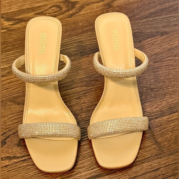 Michael Kors Clara Tan Rhinestone High Heel Party Wedding Sandals- Size 8 - Picture 2 of 7